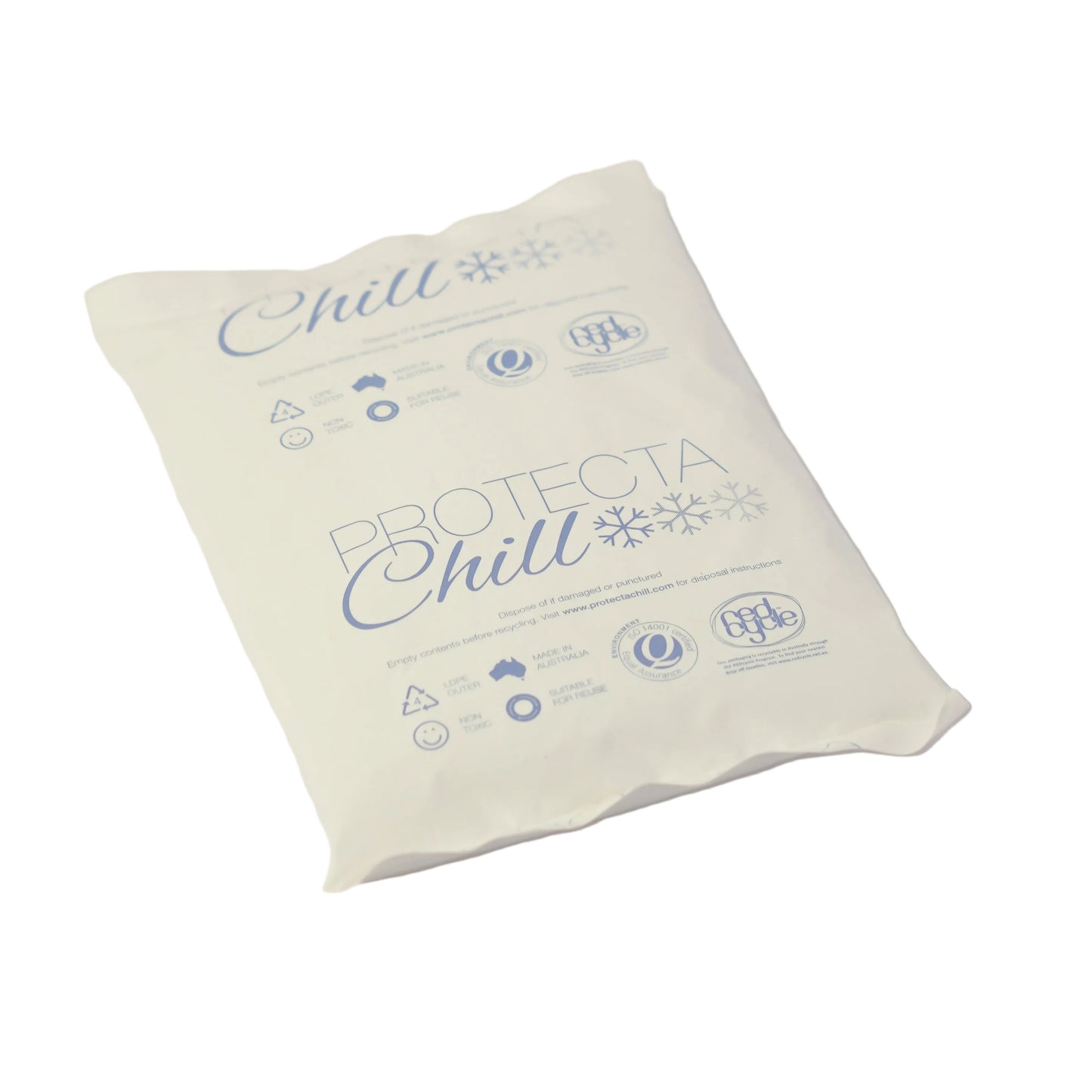 A packaged ice pack with branding visible on the packaging, designed for hot or cold therapy.